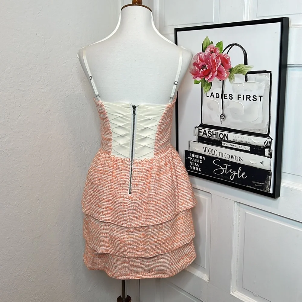 Alice & Olivia Shellyanne Tiered Tweed Mini Dress Size 2 - Picture 5 of 9